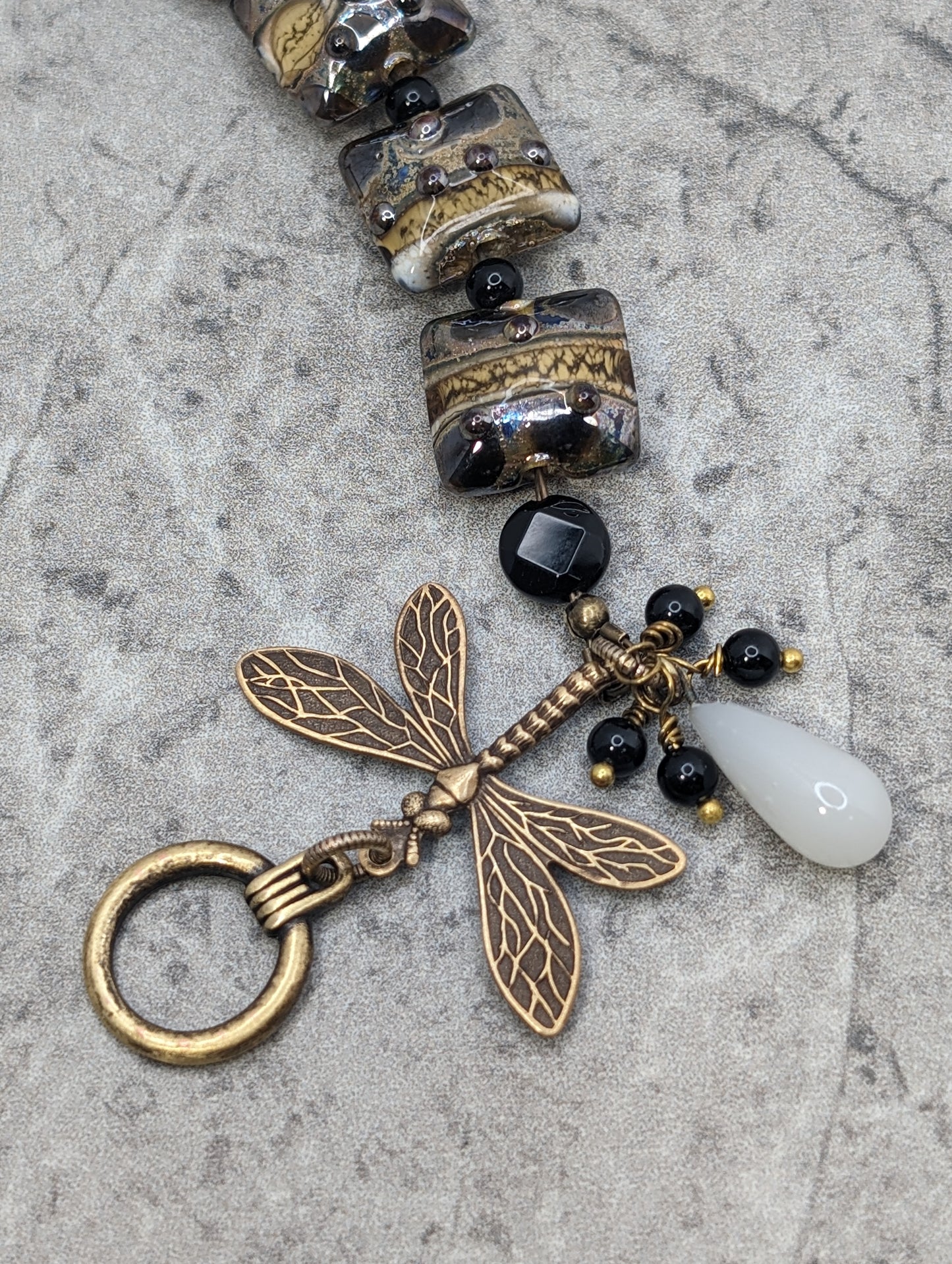 Lamp work Glass Bracelet with Dragonfly