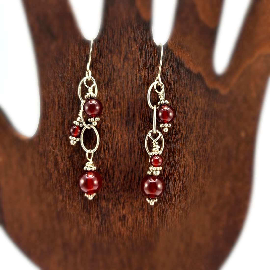 Sterling Silver wrapped Carnelian earrings