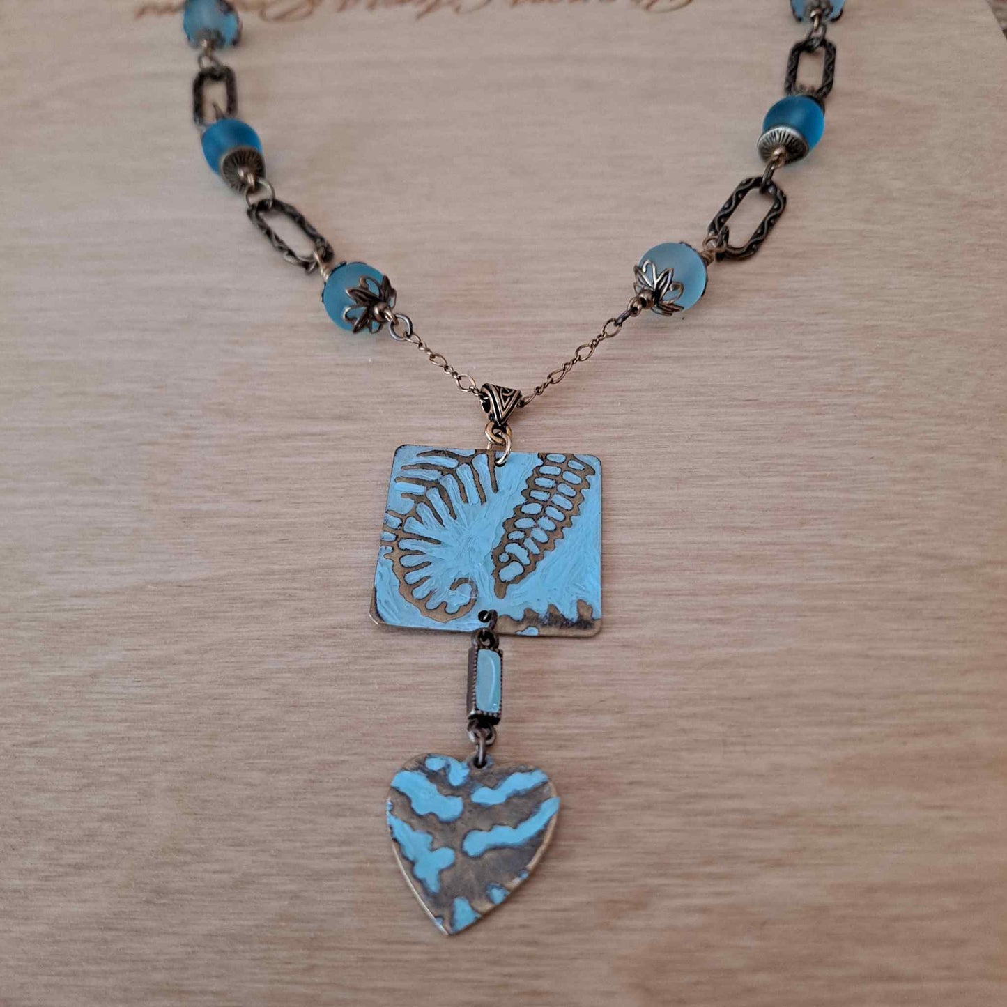 Embossed and Painted Brass Necklace