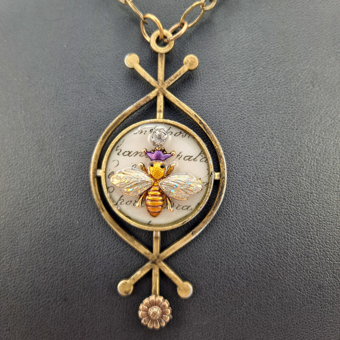 Painted Bee in Resin Necklace