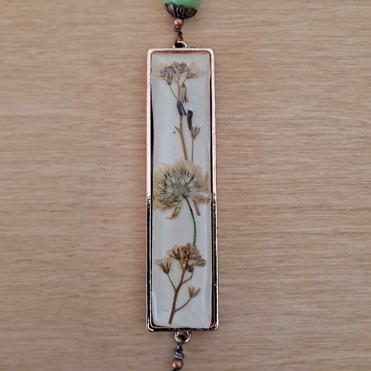 Dried Flowers in Resin Necklace.