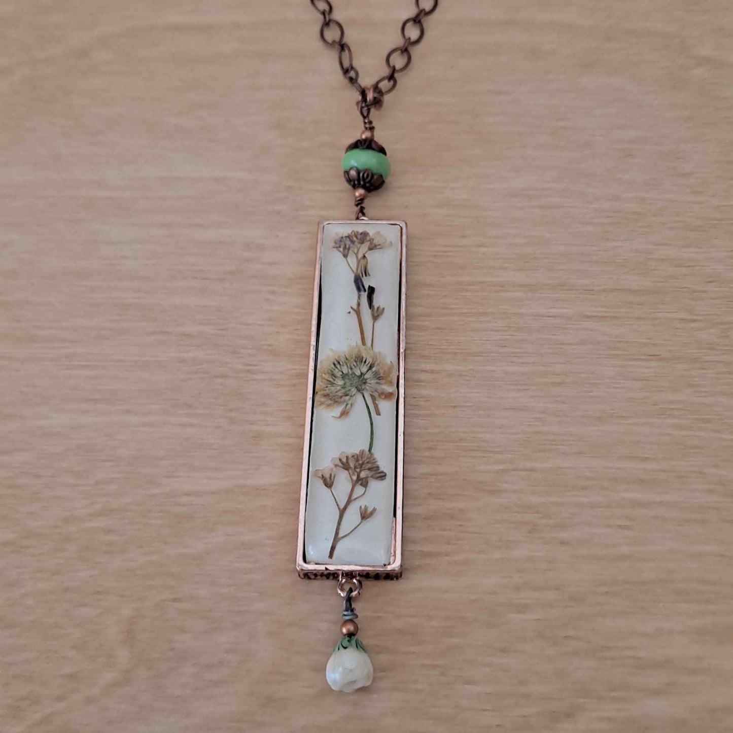 Dried Flowers in Resin Necklace.