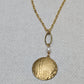 Gilded Brass Embossed Necklace Accented with a Pearl