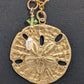 Brass Sand Dollar with Pearl & Peridot Crystal Accents