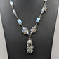 Ceramic and Glass Blue Beads with Cascading Tulip Necklace