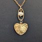Gilded Brass Heart Necklace Embossed & Accented with a Pearl