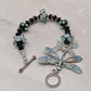 Lamp Work Glass Beads with Hand Painted Silver Dragonfly bracelet