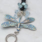 Lamp Work Glass Beads with Hand Painted Silver Dragonfly bracelet