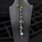Charm necklace. Choker with  vertical charms, stone Lucite, Lapis, & Crystal