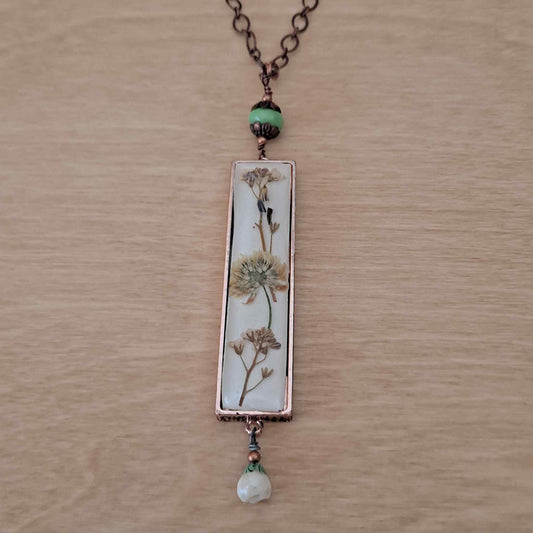 Dried Flowers in Resin Necklace.